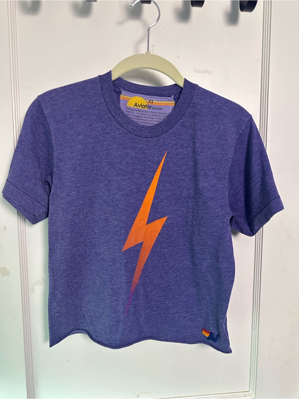 Aviator Nation Bolt Boyfriend Crop Tee, Size Extra Small (XS)